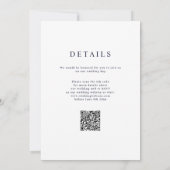 Invitation Code QR de mariage élégant simple bleu marine naut (Dos)