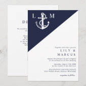 Invitation Code QR de mariage élégant simple bleu marine naut (Devant / Derrière)