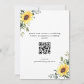 Invitation Code QR de mariage élégant tournesols eucalyptus (Dos)