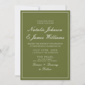Invitation Code QR de mariage élégant vert olive à l'ancienne (Devant)