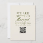 Invitation Code QR de mariage élégant vert olive à l'ancienne (Dos)