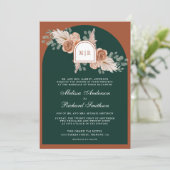 Invitation Code QR de mariage émeraude Pampas floral terracot (Debout devant)