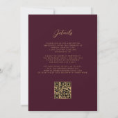 Invitation Code QR de mariage en Agate Or Bourgogne (Dos)