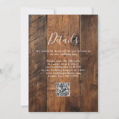 Invitation Code QR de mariage en bois de grange rustique mode (Dos)