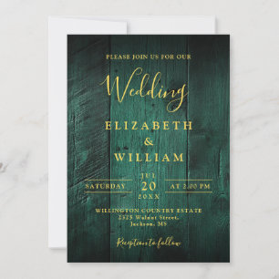 Invitation Code QR de mariage en bois de grange rustique vert