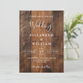 Invitation Code QR de mariage en bois rustique moderne de gra (Debout devant)