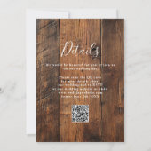 Invitation Code QR de mariage en bois rustique moderne de gra (Dos)