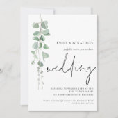 Invitation Code QR de mariage en écriture moderne Eucalyptus  (Devant)
