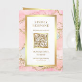 Invitation Code QR de mariage en marbre rose doré Agate (Dos)