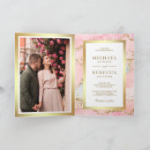 Invitation Code QR de mariage en marbre rose doré Agate (Intérieur)