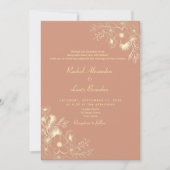Invitation Code QR de mariage en terre cuite florale (Devant)