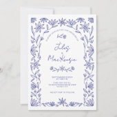 Invitation Code QR de mariage Fleur sauvage bleue méditerrané (Devant)