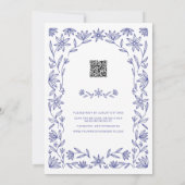 Invitation Code QR de mariage Fleur sauvage bleue méditerrané (Dos)