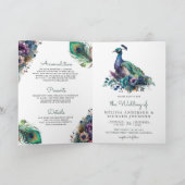 Invitation Code QR de mariage floral à la plume de paon à l'a (Intérieur)