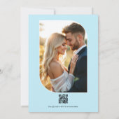 Invitation Code QR de mariage floral aquarelle pêche et bleu (Dos)