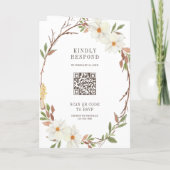 Invitation Code QR de mariage floral blanc rustique Magnolia (Dos)