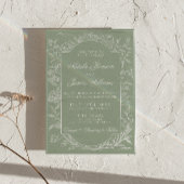 Invitation Code QR de mariage floral boho botanique vert saug