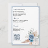 Invitation Code QR de mariage floral boho dusty blue pampas (Dos)