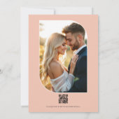 Invitation Code QR de mariage floral élégant pêche et bleu (Dos)
