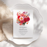 Code QR de mariage floral fuchsia et corail vibran