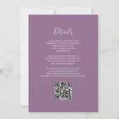 Invitation Code QR de mariage floral mauve blush argenté (Dos)