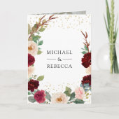 Invitation Code QR de mariage floral pêche de Bourgogne (Devant)