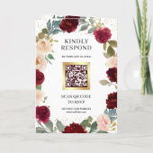 Invitation Code QR de mariage floral pêche de Bourgogne (Dos)