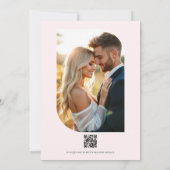 Invitation Code QR de mariage floral rose poudré et or (Dos)