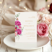 Invitation Code QR de mariage floral rose vibrant élégant et