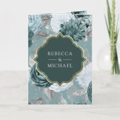 Invitation Code QR de mariage floral sarcelle foncé et écume  (Devant)