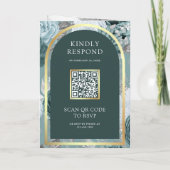 Invitation Code QR de mariage floral sarcelle foncé et écume  (Dos)