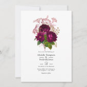 Invitation Code QR de mariage floral shabby or Bourgogne Blus (Devant)