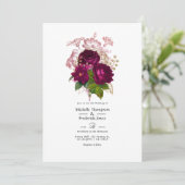 Invitation Code QR de mariage floral shabby or Bourgogne Blus (Debout devant)