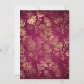 Invitation Code QR de mariage floral shabby or Bourgogne Blus (Dos)