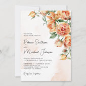 Invitation Code QR de mariage Floral Terreux Péché Rustique (Devant)