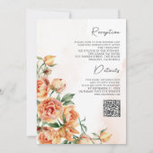 Invitation Code QR de mariage Floral Terreux Péché Rustique (Dos)