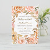 Invitation Code QR de mariage Floral Terreux Rustique Automne (Debout devant)