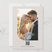 Invitation Code QR de mariage floral vert olive et neutre (Dos)