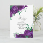 Invitation Code QR de mariage floral violet et vert élégant (Debout devant)