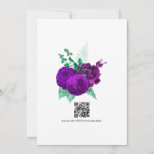 Invitation Code QR de mariage floral violet et vert élégant (Dos)