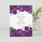 Invitation Code QR de mariage floral violet et vert pour RSVP (Debout devant)