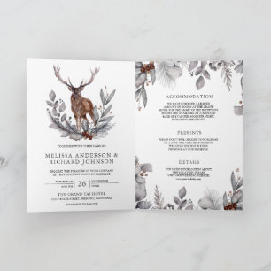 Invitation Code QR de mariage forêt aquarelle de cerf de Wood