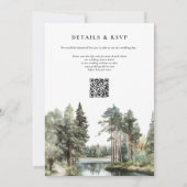 Invitation Code QR de mariage forêt lacustre à l'aquarelle (Dos)