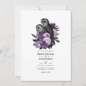 Invitation Code QR de mariage gothique aux hiboux violets Gla (Devant)