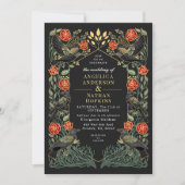 Invitation Code QR de mariage gothique aux roses de corbeau e (Devant)