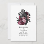 Invitation Code QR de mariage gothique de chouettes Glam vint (Devant)