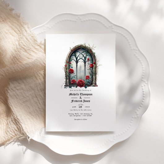 Invitation Code QR de mariage gothique de fenêtre de château 
