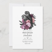 Invitation Code QR de mariage gothique des hiboux de mauve de (Devant)