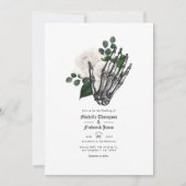Invitation Code QR de mariage gothique floral blanc (Devant)