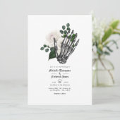 Invitation Code QR de mariage gothique floral blanc (Debout devant)